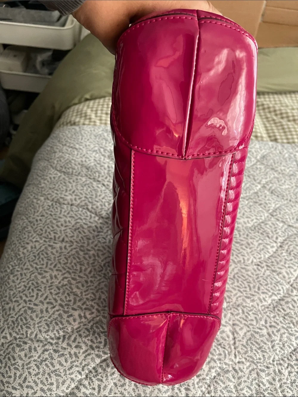 Authentic Y2K Coach Poppy Liquid Gloss Quilted Satchel – Magenta Pink (F20721)